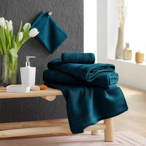 Tmavomodrý froté bavlnený uterák 30x50 cm Tendresse – douceur d'intérieur