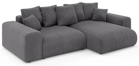 Sivá menčestrová rozkladacia rohová pohovka s úložným priestorom (variabilný roh) Luma – Ropez