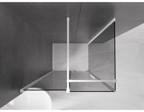 Mexen Velar, sprchový kút s posuvnými dverami 110 x 75 cm, 8mm šedé sklo, biela matná, 871-110-075-41-20