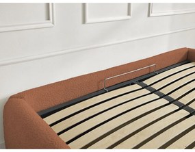 Oranžová čalúnená dvojlôžková posteľ s úložným priestorom/bez čela s roštom 160x200 cm Inera – Bobochic Paris