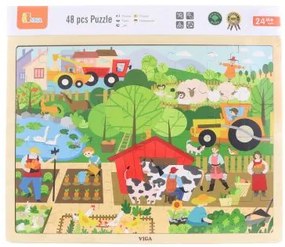 Viga drevené puzzle 48 dielikov - farma