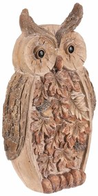 Jesenná dekorácia Sova s osvetlením, 21 x 12 x 37cm, horčík, imitácia dreva