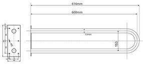 Nástenné oceľové madlo do kúpeľne 62 cm Handicap U – Sapho