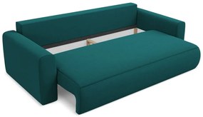 Tyrkysovomodrá zamatová rozkladacia/s úložným priestorom pohovka 238 cm Kapua – Makamii