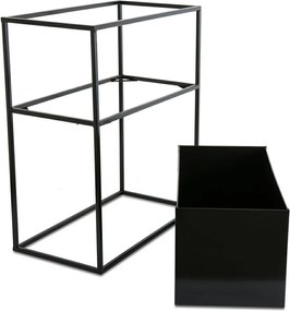 KOVOVÝ KVETINÁČ SO STOJANOM RECT 50X24X44 CM ČIERNA
