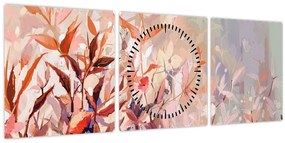 Obraz - Maľba pastelová jeseň (s hodinami) (90x30 cm)