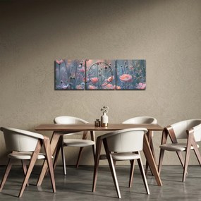 Obraz - Kvety v pastelových farbách (s hodinami) (90x30 cm)