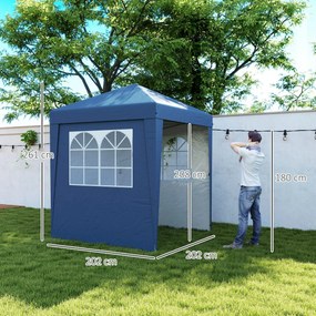 Outsunny Skladací Záhradný Altánok Popup 2 x 2 m S Nastaviteľnou Výškou Recepčný Stan 3 Úrovne Anti-UV 30+ 3 Bočné Steny s 4 Pieskovými Taškami a 1 Ta