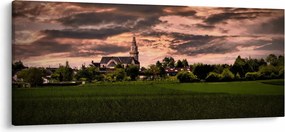 Obraz krajiny s kostolom (120x50 cm)