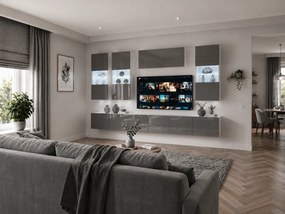 Obývacia stena 300 cm TV/RTV sivý lesk  IMP 5/5/W/S/0/0
