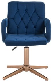 LuxuryForm DESIGN Stolička BOSTON VELUR na zlatom kríži - modrá