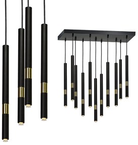 Závesné svietidlo Monza, 11x čierne/zlaté kovové tienidlo, b/g