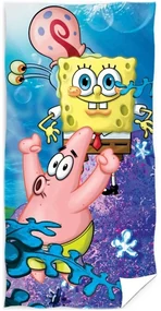 Detská plážová osuška SpongeBob s Garym a Patrikom - 100% bavlna - 70 x 140 cm