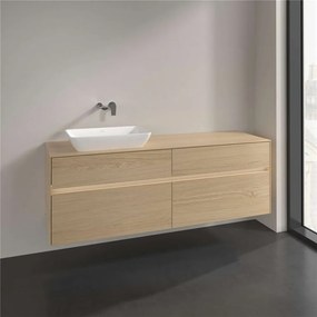 VILLEROY &amp; BOCH Collaro závesná skrinka pod umývadlo na dosku (umývadlo vľavo), 4 zásuvky, s LED osvetlením, 1600 x 500 x 548 mm, Nordic Oak, C121B0VJ