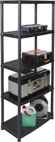 Dílenský plastový regál s 5 policemi IRVING černý