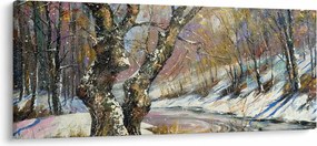 Obraz maľovanej zimnej krajiny (120x50 cm)