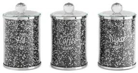 Dekorstudio Kuchynská sada 3 nádob na čaj, kávu a cukor v štýle GLAMOUR 10x17cm - strieborná