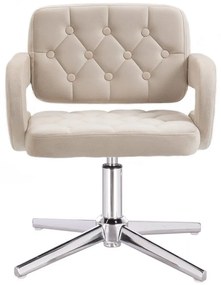 LuxuryForm DESIGN Kreslo ADRIA VELUR na striebornom kríži - krémové