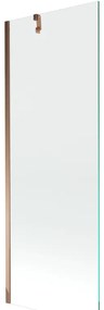 Mexen Next, vaňová  zástena 1-krídlová 70 x 150 cm, fixné krídlo, 6 mm číre sklo, ružové zlato profil, 895-070-000-00-00-60