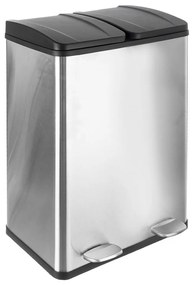 Nášľapný odpadkový kôš na triedený odpad z nehrdzavejúcej ocele v lesklo striebornej farbe 2x30 l Duo – Orion