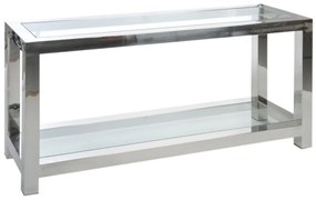 Strieborný kovový konzolový stolík so sklenenou doskou Luxx - 140 * 40 * 70cm