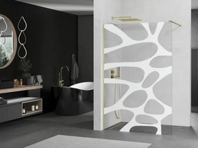 Mexen Kioto, sprchová zástena Walk-In 120 x 200 cm, 8mm číre sklo biely vzor, zlatý matný profil, 800-120-101-55-97