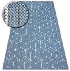 styldomova Šnúrkový koberec sizal flat 48721/591 kocky 3D modrý