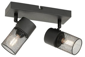 Priemyselné bodové svetlo čierne 2-žiarovkové nastaviteľné - Jim
