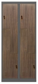 Kovová skriňa JULIA, 800 x 1850 x 450 mm, Eco Design: antracitový/ orech