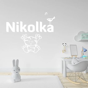 Veselá Stena Samolepka na stenu na stenu Mačička s menom Farba: černá