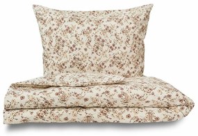 Kvalitex Krepové obliečky Kvietky béžová, 220 x 200 cm, 2 ks 70 x 90 cm