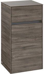 VILLEROY &amp; BOCH Collaro závesná bočná skrinka, 1 dvierka, 1 zásuvka, pánty vľavo, 404 x 349 x 749 mm, Stone Oak, C03200RK