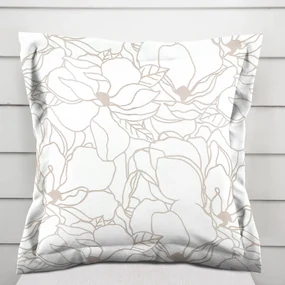 Biante Bavlnená obliečka na vankúš s lemom Sandra SA-268 Béžové designové kvety na bielom 50 x 50 cm