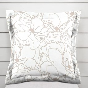 Biante Bavlnená obliečka na vankúš s lemom Sandra SA-268 Béžové designové kvety na bielom 30 x 50 cm
