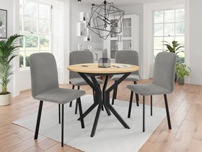 Jedálensky set so 4 stoličkami Kirtore M 90, Farby:: Amor Velvet 4321, Farby:: biela / čierna