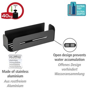 Matne čierna samodržiaca kovová kúpeľňová polička Bivio – Wenko