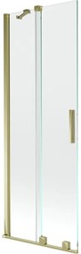 Mexen Velar, 2-krídlová posuvná vaňová zástena 75 x 150 cm, 8mm číre sklo, zlatý lesklý profil, 896-075-000-01-50