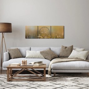 Obraz - Olejomaľba sedmokrások (s hodinami) (90x30 cm)