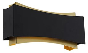 Moderná nástenná lampa čierna so zlatom - Plats
