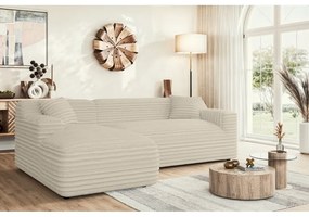 Béžová menčestrová rohová pohovka (ľavý roh/s leňoškou) Martin – Ropez