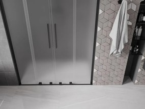 Mexen Velar L Duo, posuvné sprchové dvere do otvoru 160 cm, 8mm sklo námraza, čierna matná, 871-160-003-32-70