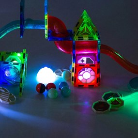 KIK Magnetické svietiace kocky s guľôčkovou dráhou, 75 dielov