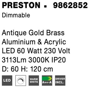 LED luster Preston 2 60 zlaté