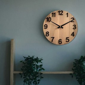 Dubové hodiny na stenu s veľkými číslicami I SENTOP MAS017-natural3041-hands/black