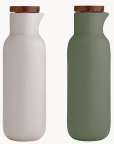 Dávkovače na ocot a olej z porcelánu a akáciového dreva Essentials, 2 ks