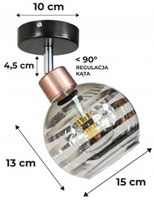 BERGE Sklenená LED závesná lampa 1xE27 - gulička s horizontálnymi pruhmi