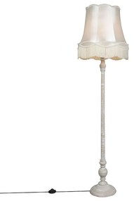 Stojaca lampa sivá s tienidlom Granny krémová - Classico