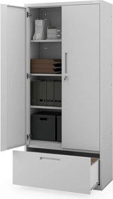 Modulárna kovová multifunkčná skriňa s vysokou zásuvkou sivá MEGAN 1950 x 900 x 400 mm