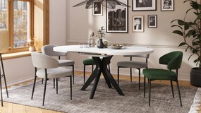 RENZO Biely/čierna noha - OKRÚHLY STÔL Ø110 ROZKLADACÍ DO 180 cm | DO KUCHYNE JEDÁLNE OBÝVAČKY RETRO