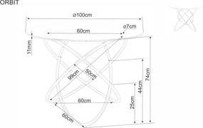 Jedálenský stôl Orbit 100 cm čierny/číry